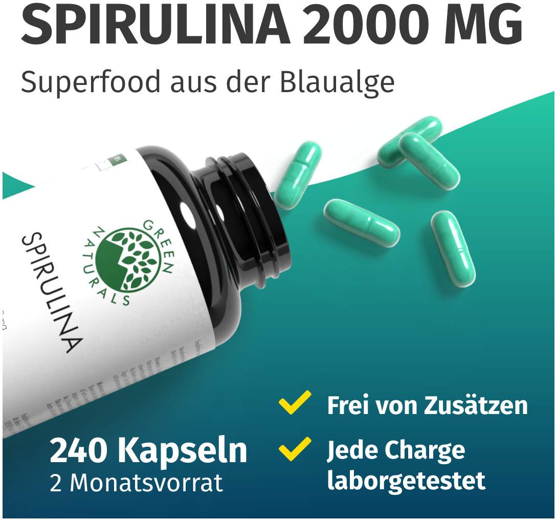 Green Naturals Spirulina 240 Kapseln 2000 mg vegan