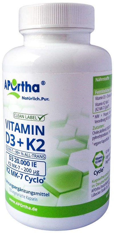 Vitamin D3 20.000 I.E.+k2 200 µg 120 Kapseln