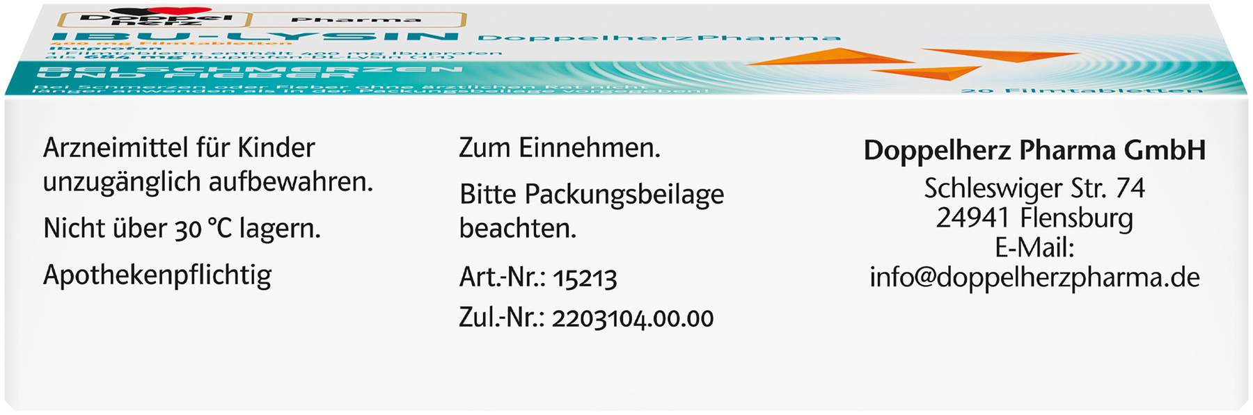 Ibu Lysin Doppelherz Pharma 400 mg 20 Filmtabletten