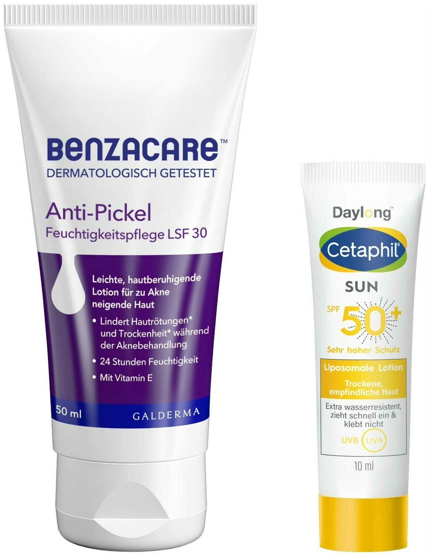 Benzacare Anti-Pickel Feuchtigkeitspflege LSF 30 50 ml + gratis Cetaphil Daylong SPF 50+ liposomale Lotion 10 ml