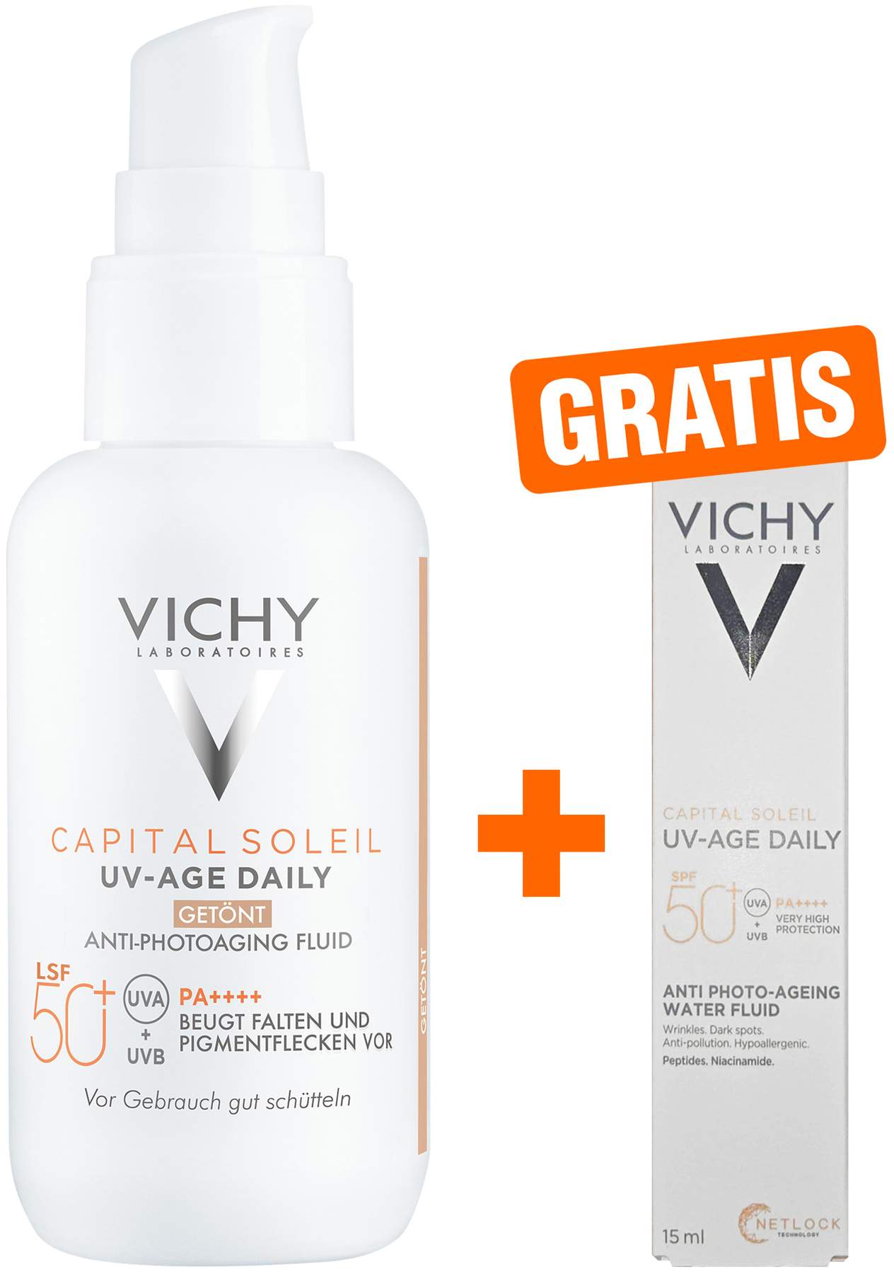 Vichy Capital Soleil UV-Age getönt LSF 50+ 40 ml + gratis Vichy Capital Soleil UV-Age Daily LSF 50+ 15 ml