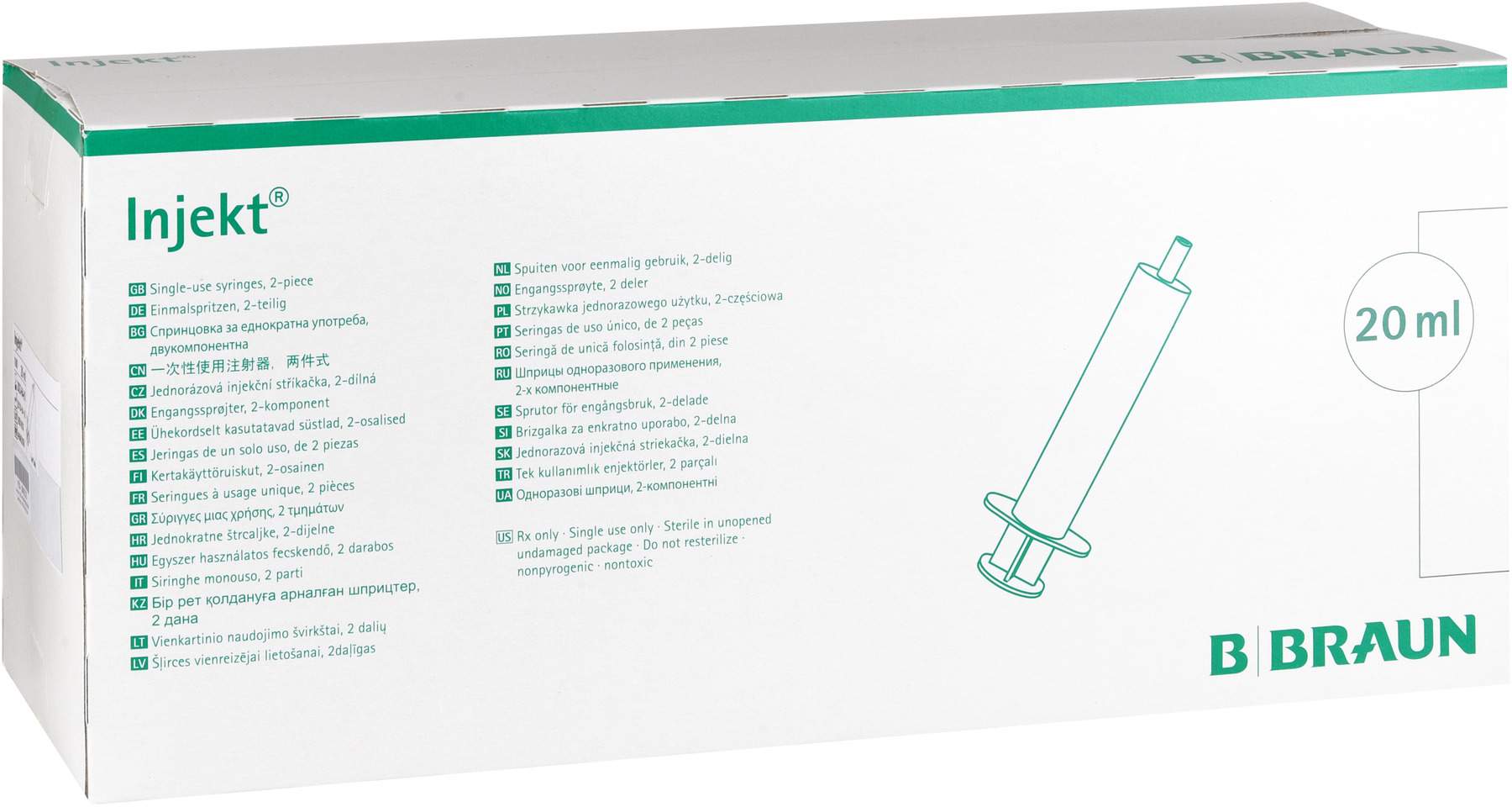Braun Injekt Spritze Luer Exzentrisch 100 X 20 ml Spritzen