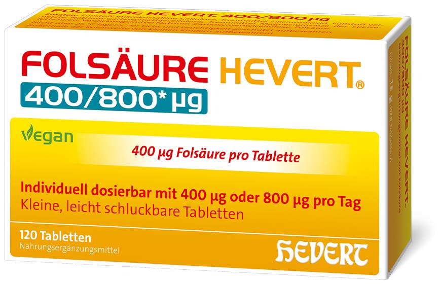 Folsäure Hevert 400/800 µg 120 Tabletten