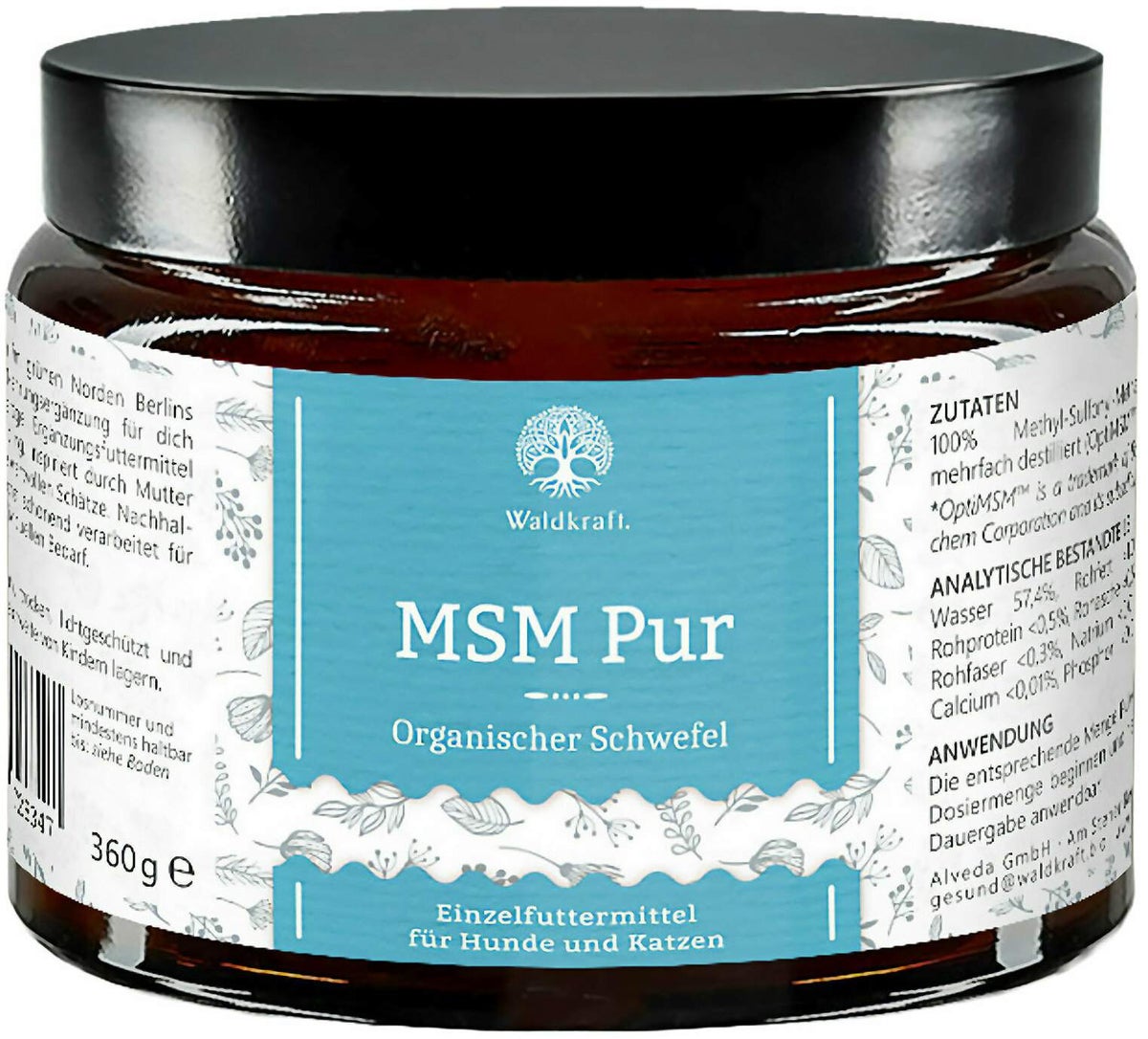 Msm Pur OptiMSM reiner 360 g Pulver Schwefel für Hunde & Katzen