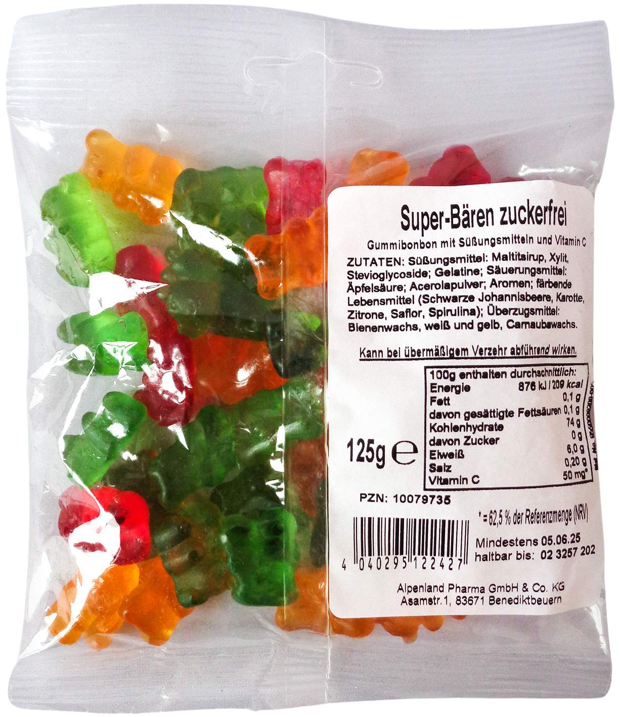 Super Bären Gummibonbon Zuckerfrei  125g