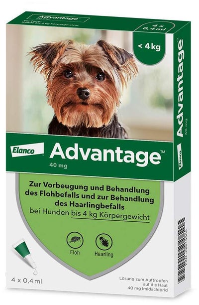Advantage 40 Lösung für Hunde bis 4 kg 4 Einzeldosispipetten