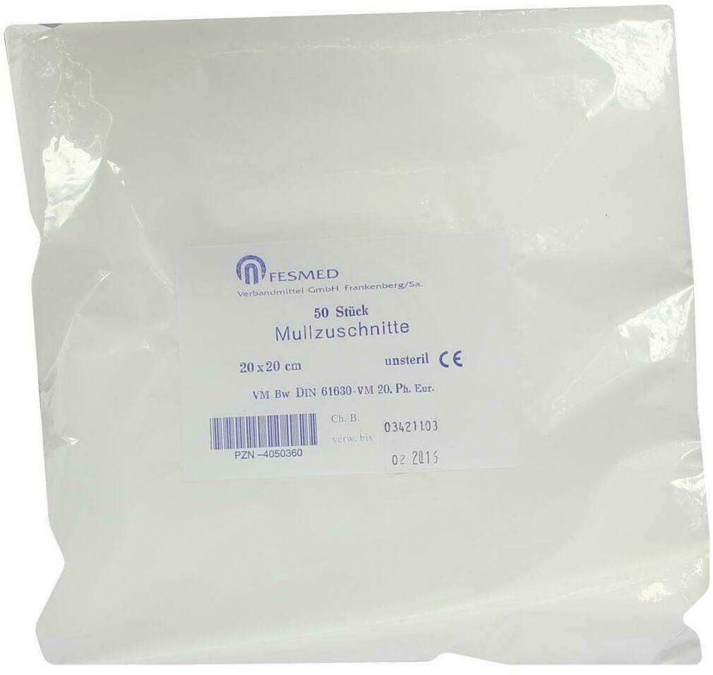 Mullzuschnitte Bw Unsteril 20 X 20 cm 50 Beutel