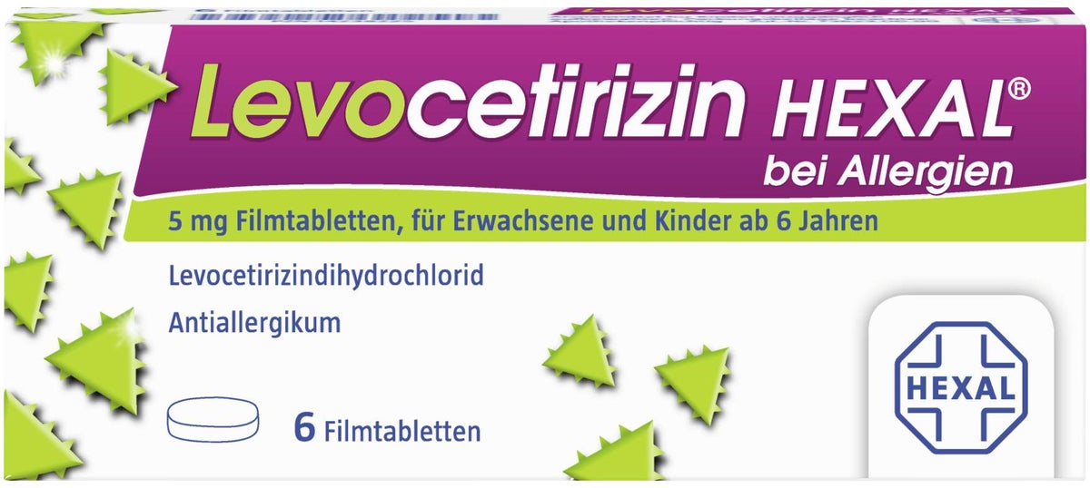 Levocetirizin Hexal bei Allergien 5 mg 6 Filmtabletten