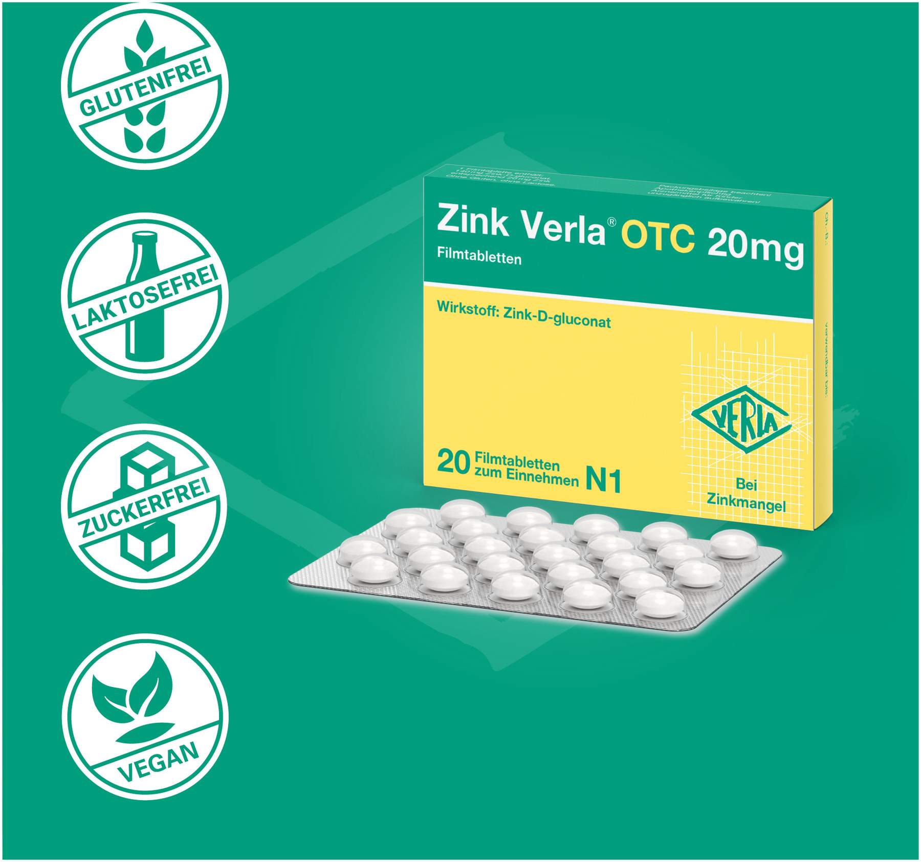 Zink Verla Otc 20 mg 20 Filmtabletten