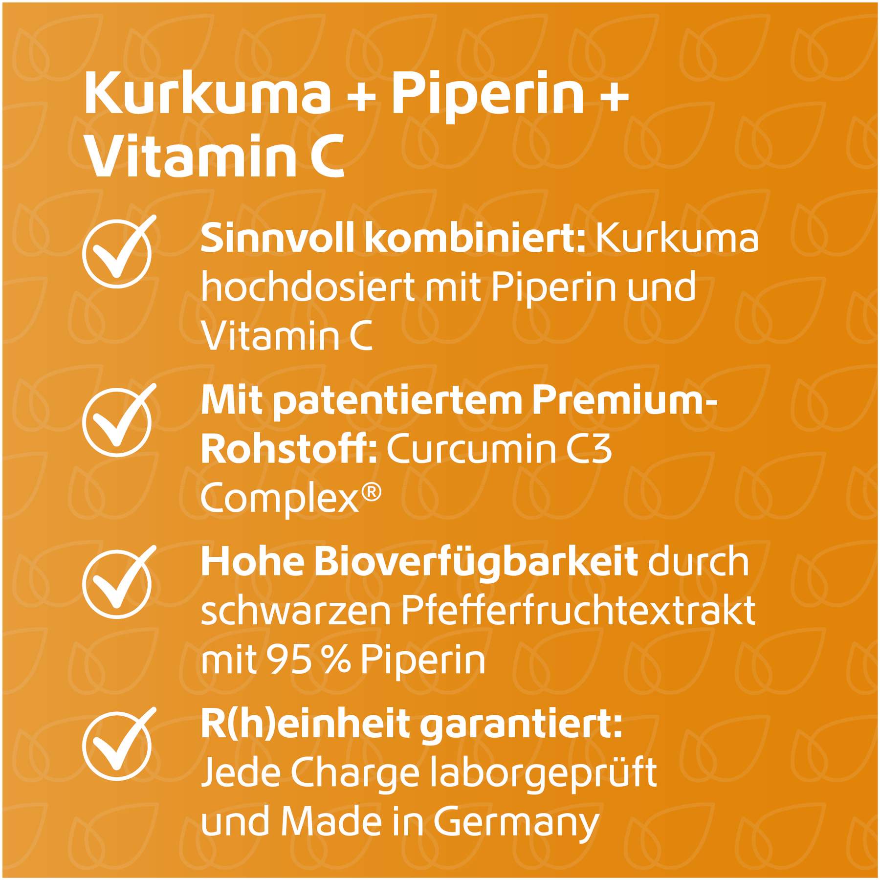 Kurkuma 95 % + Curcumin + Piperin + Vitamin C Vegan 120 Kapseln