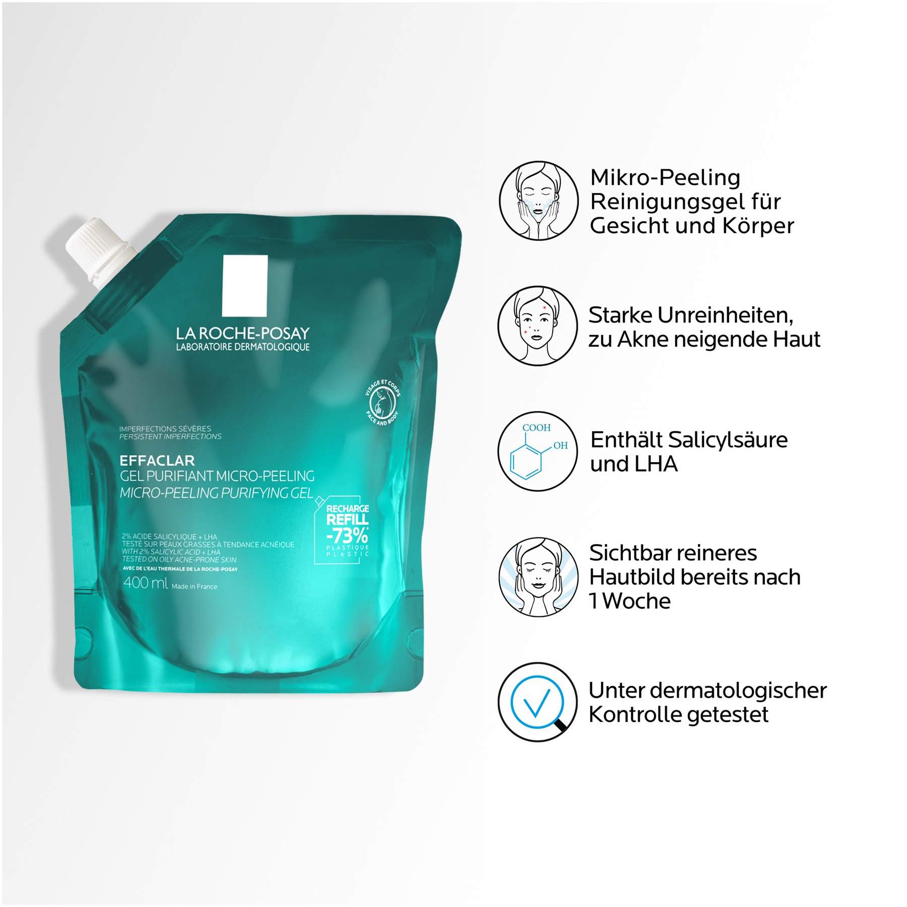 La Roche Posay Effaclar Mikro-Peeling Reinigungsgel Nachfüllpack 400 ml