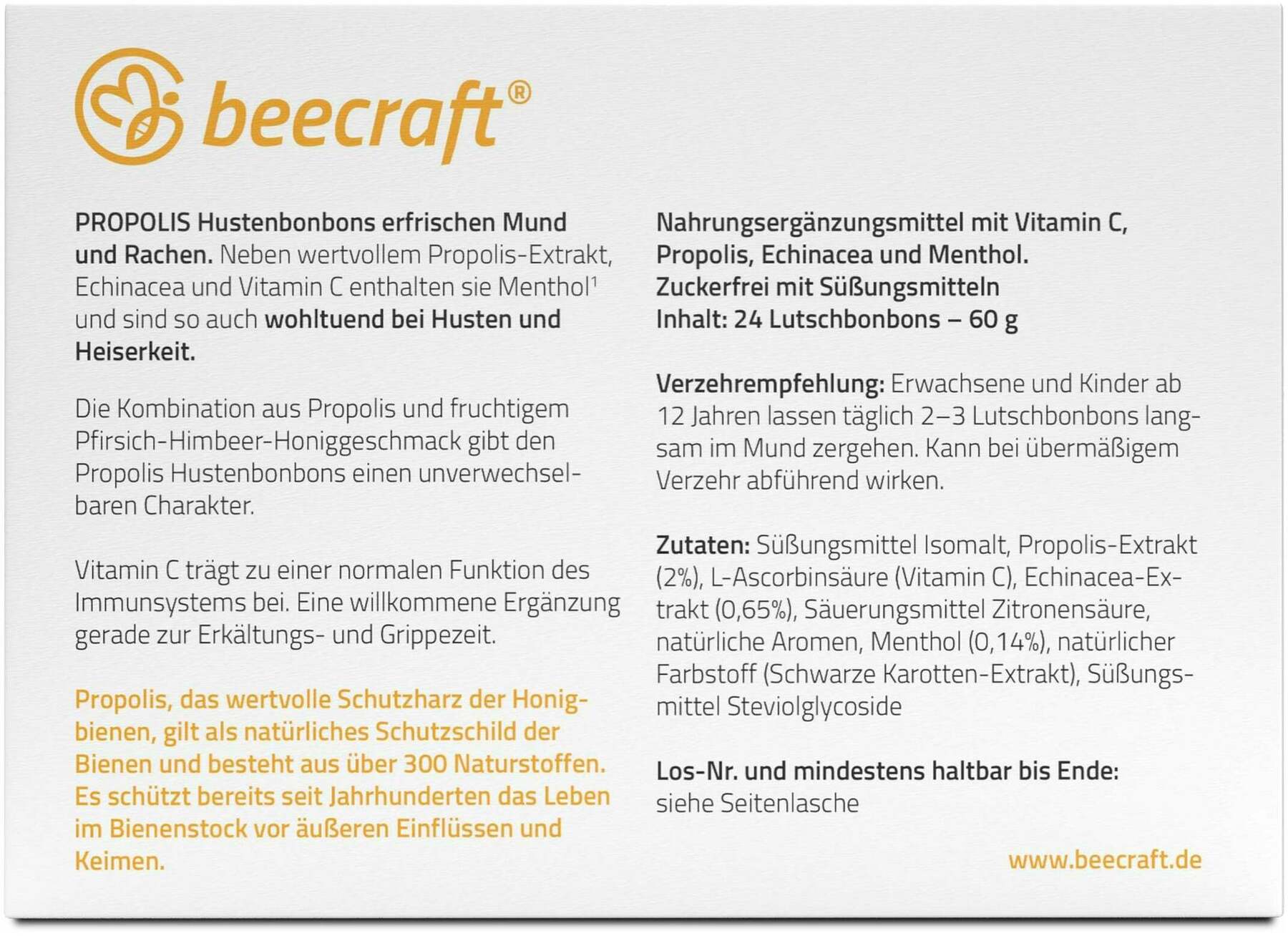 Beecraft Propolis Husten-Bonbons 24 Stück