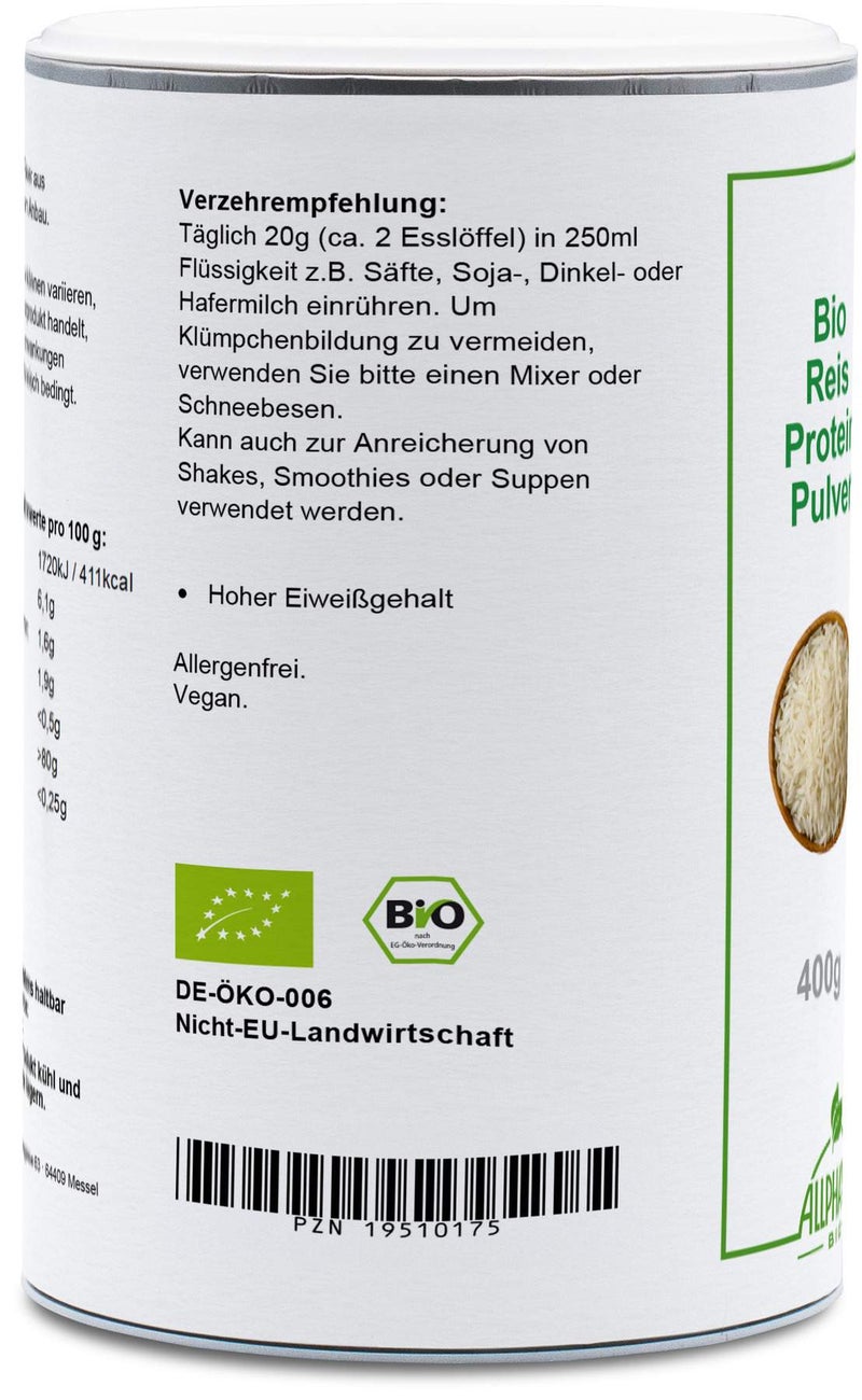 Bio Reisprotein Pulver Allpharm 400 g