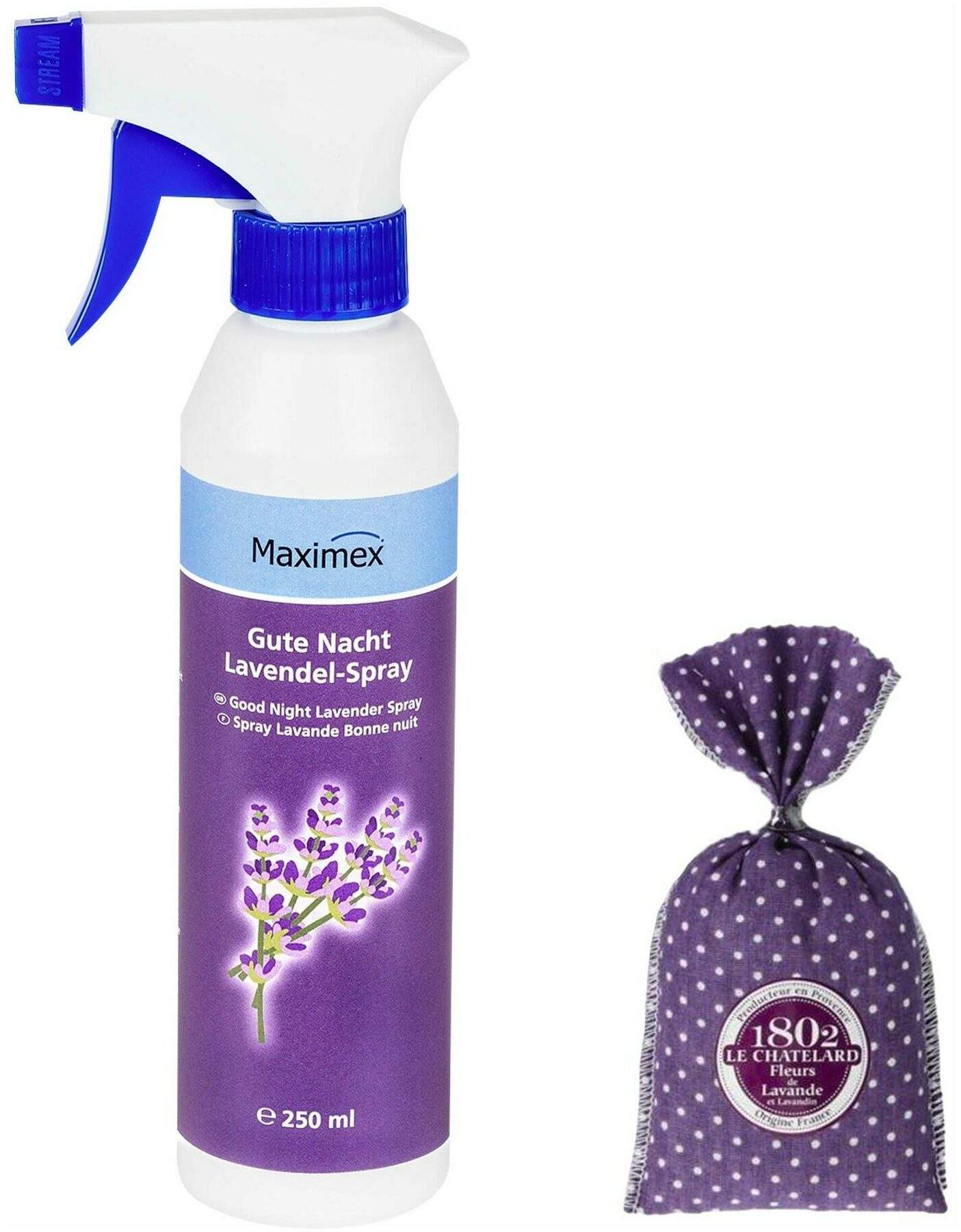 Gute Nacht Lavendel-Spray mit gratis Lavendelblüten Säckchen, 1 Set