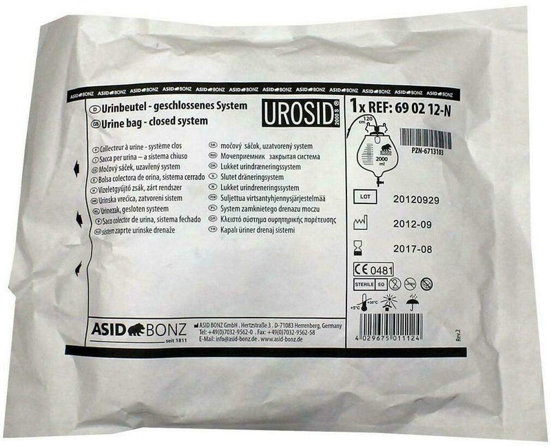 Urosid Urindrainagesystem 2l 120cm Schlauch Nadelf.Ventil