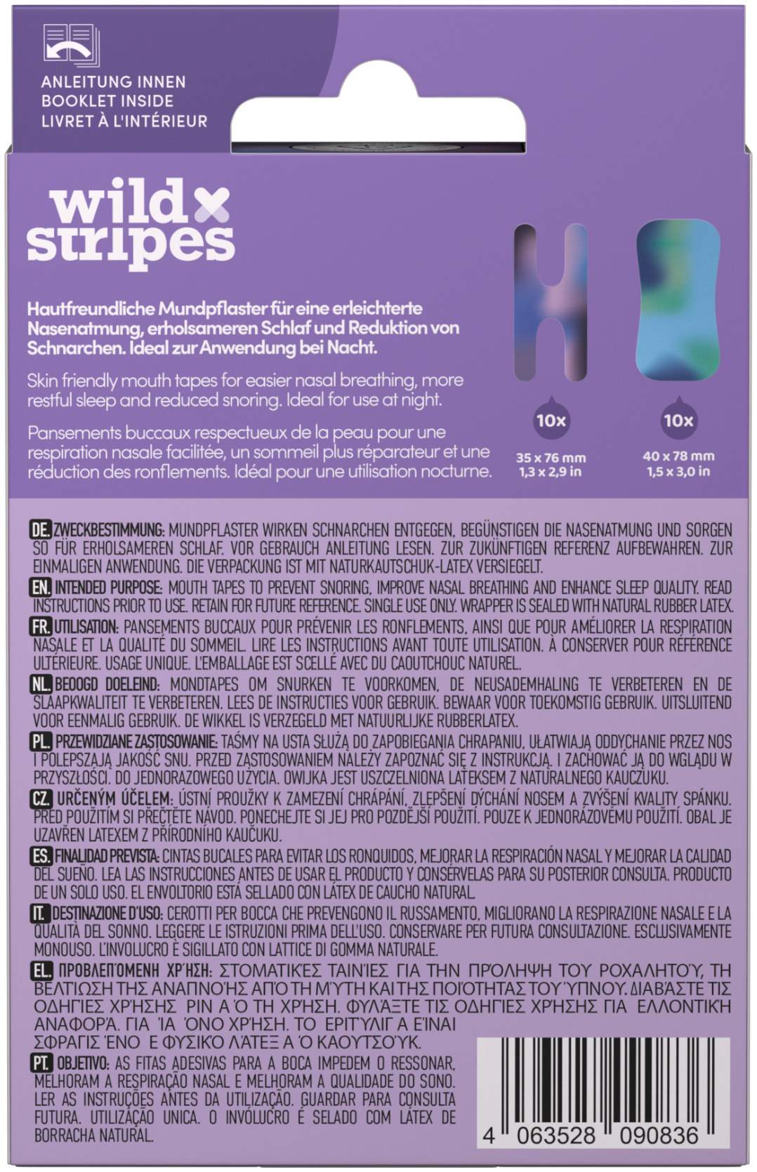 Wild Stripes Mund-Tapes Sunset Design 20 Stück