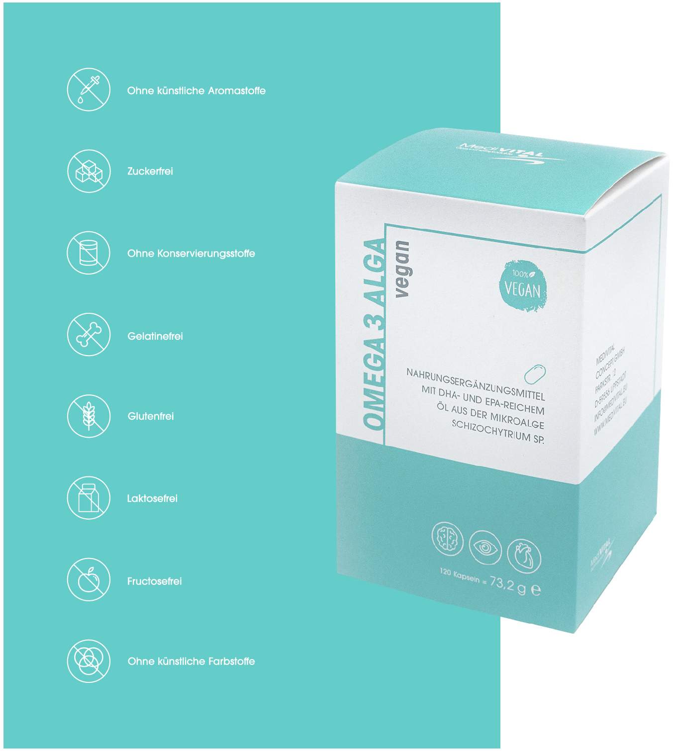 Medivital Omega 3 Alga 120 Kapseln