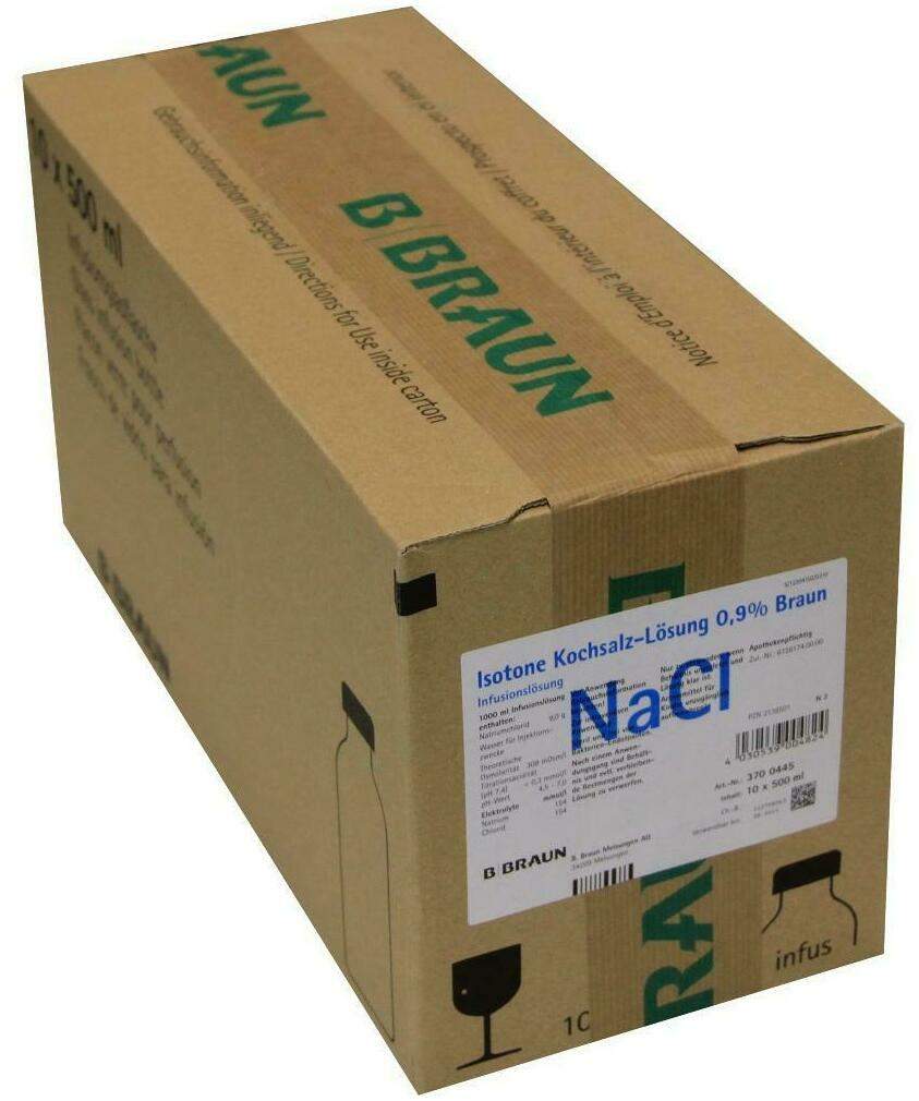 Kochsalzlösung 0,9% Glasflasche 10x500 ml Infusionslösung
