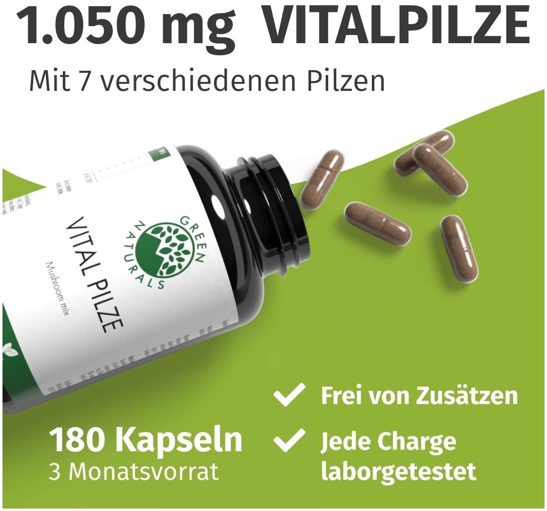 Green Naturals Vital Pilze Cordyceps Reishi Vegan 180 Kapseln