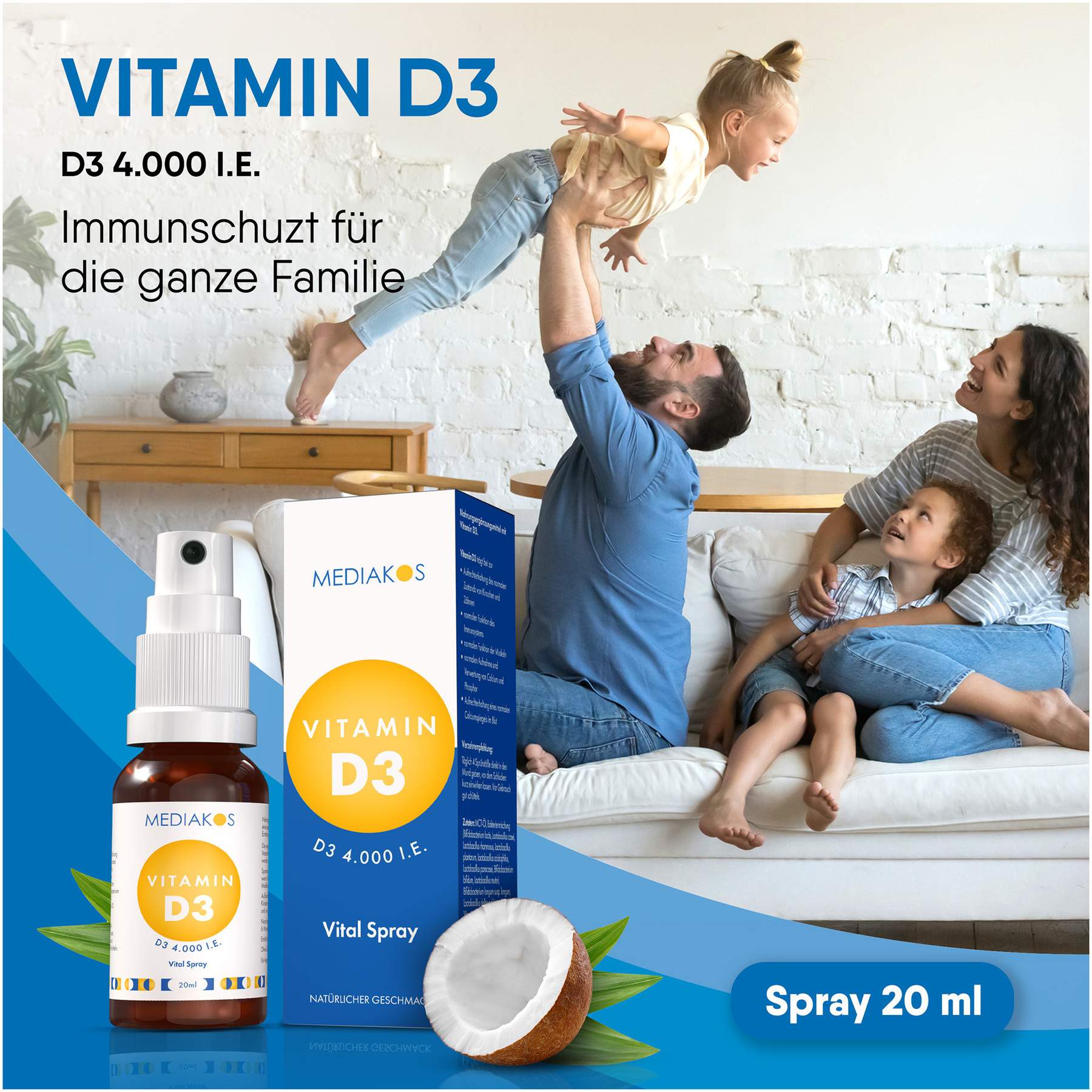 Vitamin D3 4000 I.E. Mediakos Vital Spray 20 ml
