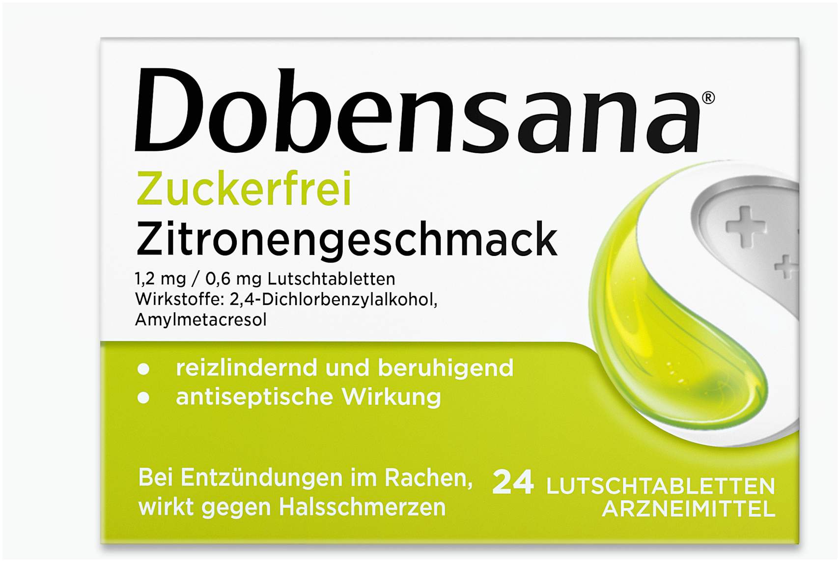 Dobensana Zuckerfrei Zitronengeschmack 1,2 mg & 0,6 mg 24 Lutschtabletten