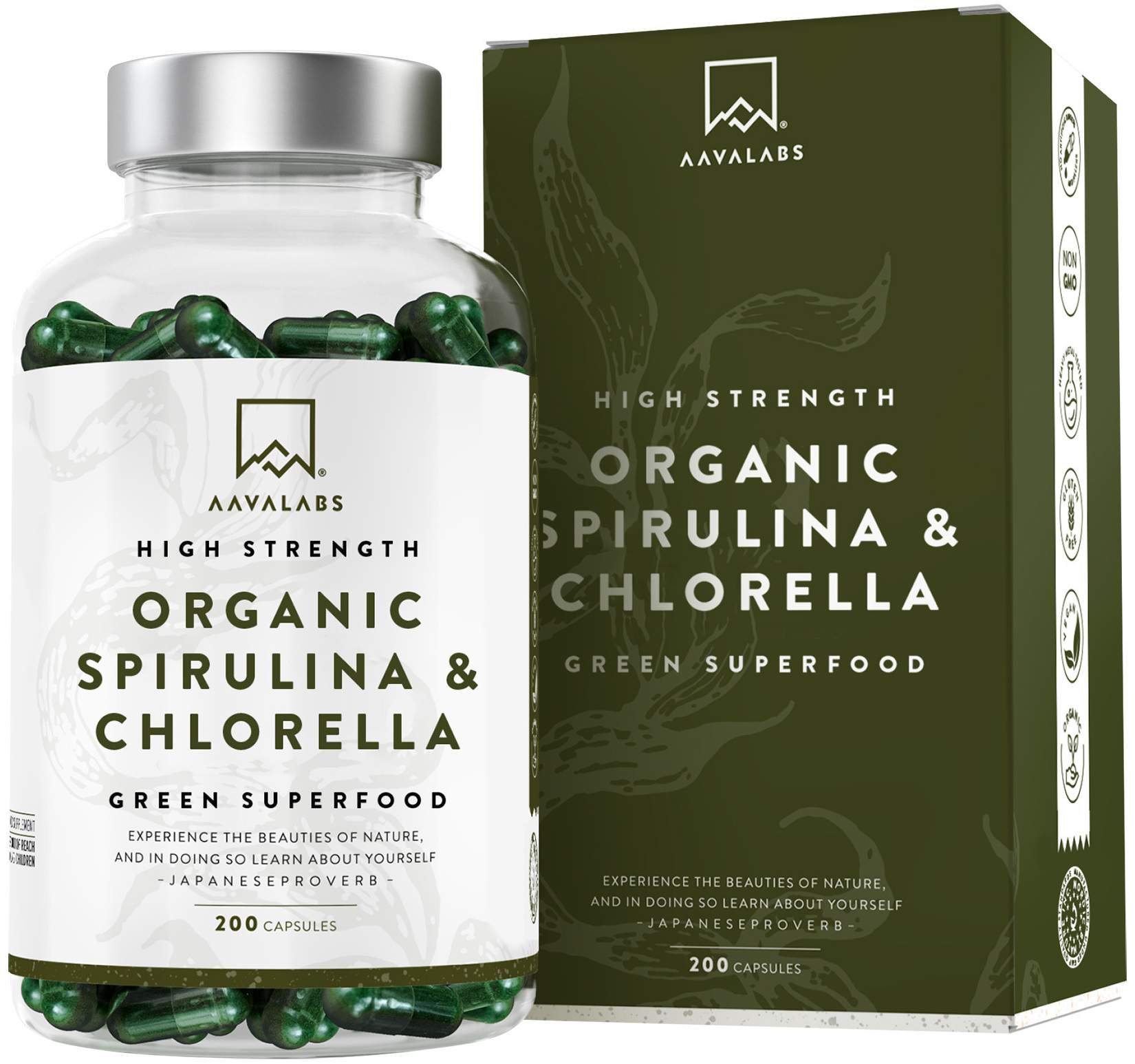 Aavalabs Spirulina & Chlorella Komplex Vegan 200 Kapseln