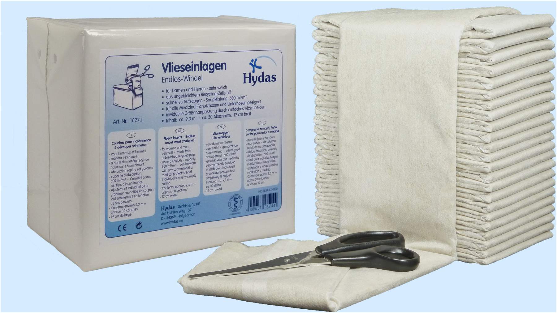 Hydas Endlos Windeln ca. 30 Stück (Vlies-Einlagen)