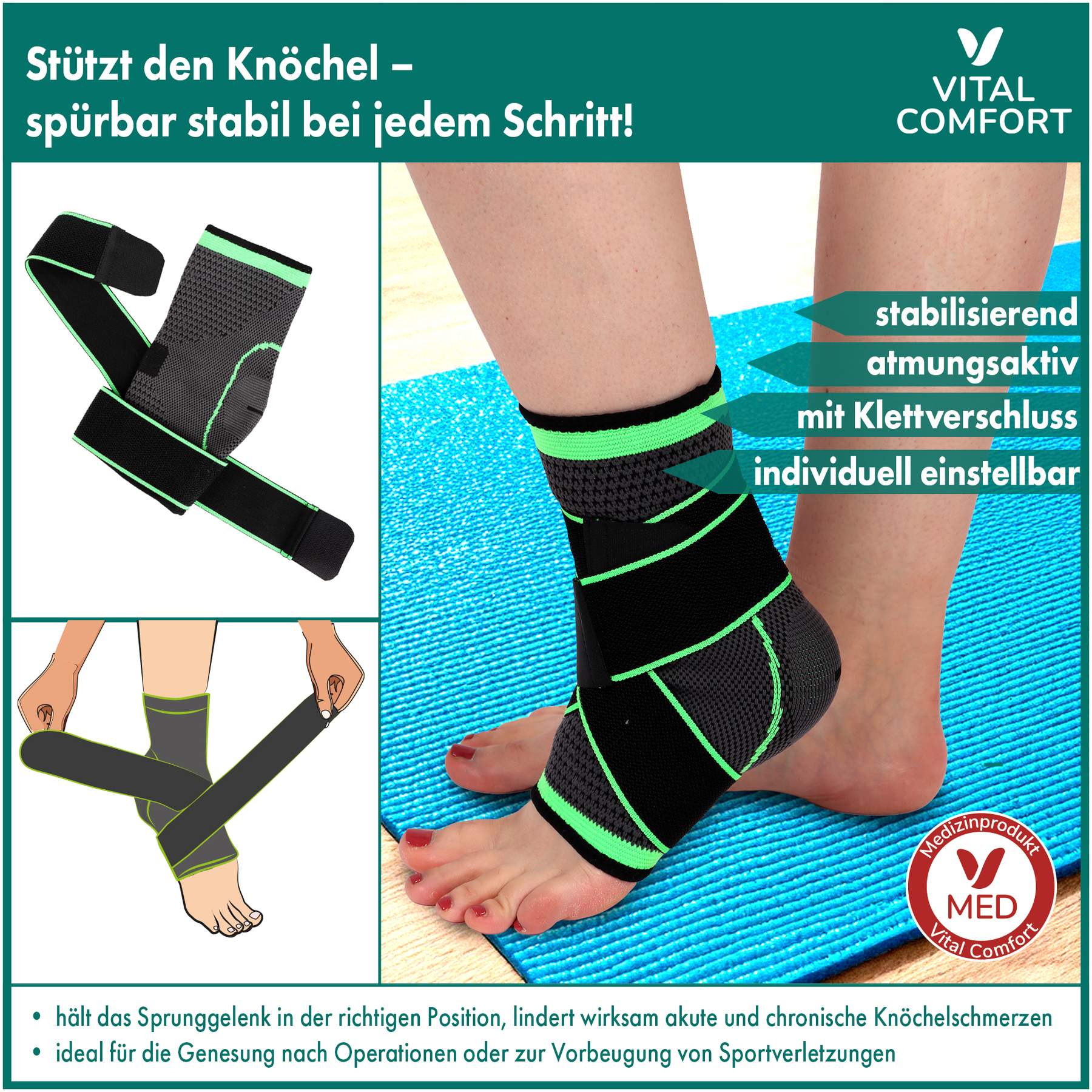 Vital Comfort FlexiTec Pro Knöchelbandage Gr. L-XL 1 Stück