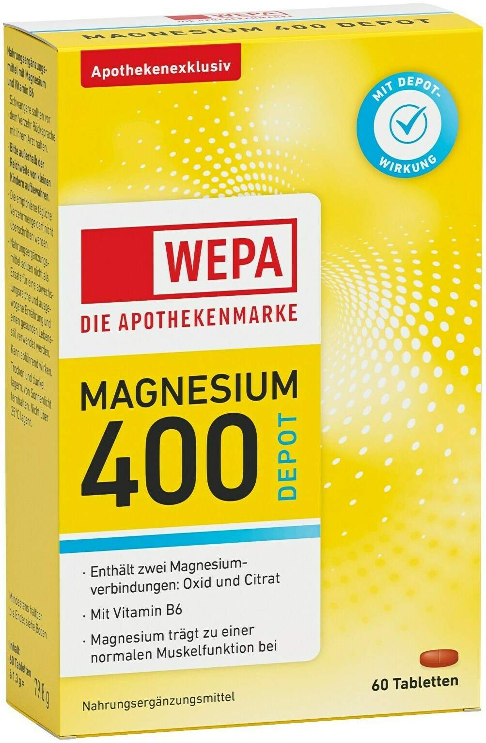 WEPA Magnesium 400 + B6 Depot 60 Tabletten
