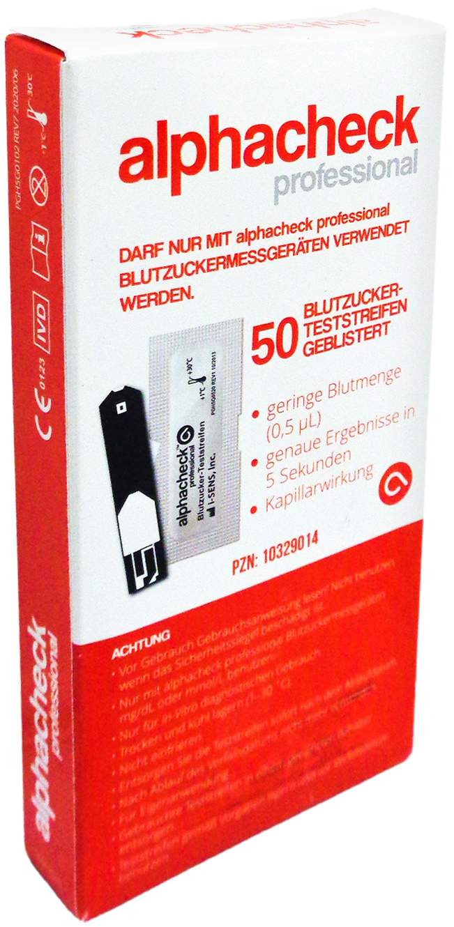Alphacheck Professional Blutzuckerteststreifen 50 Stück