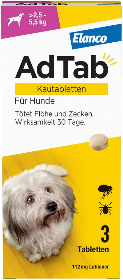 AdTab 112 mg für kleine Hunde (2,5-5,5 kg) 3 Kautabletten