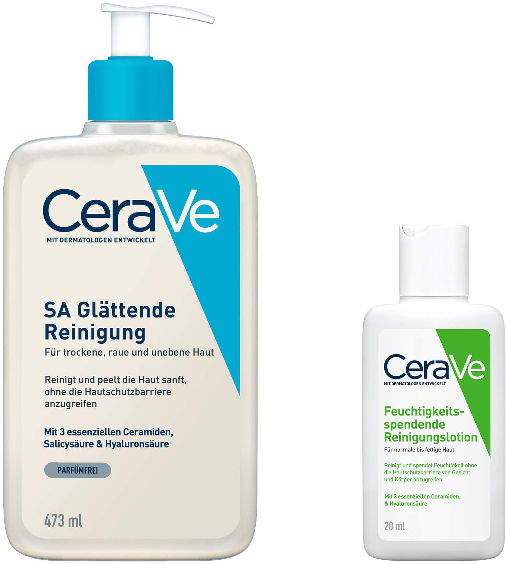 CeraVe SA Glättende Reinigung 473 ml + gratis Feuchtigkeitsspendende Reinigungslotion 20 ml