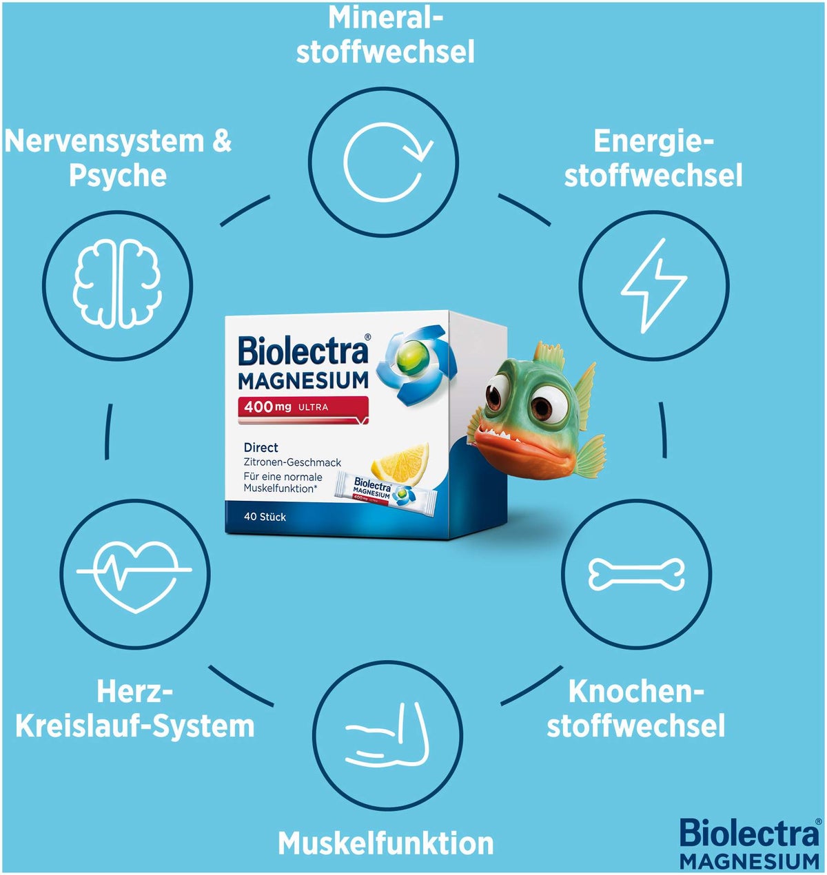Biolectra Magnesium 400 mg ultra Direct Zitronengeschmack 40 Pellets