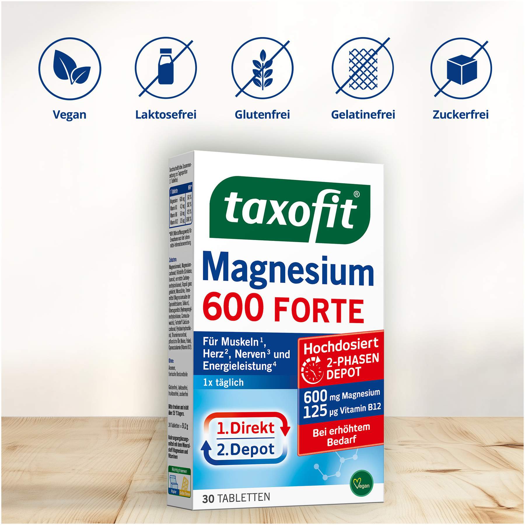 Taxofit Magnesium 600 Forte 2 Phasen Depot 30 Tabletten