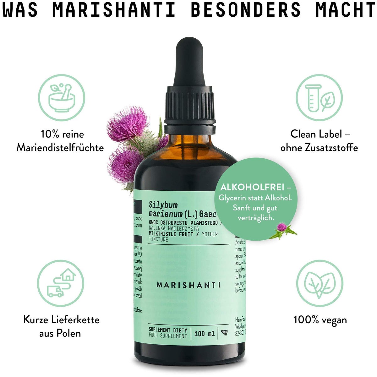 Mariendistel Früchte Extrakt Tropfen alkoholfrei 100 ml