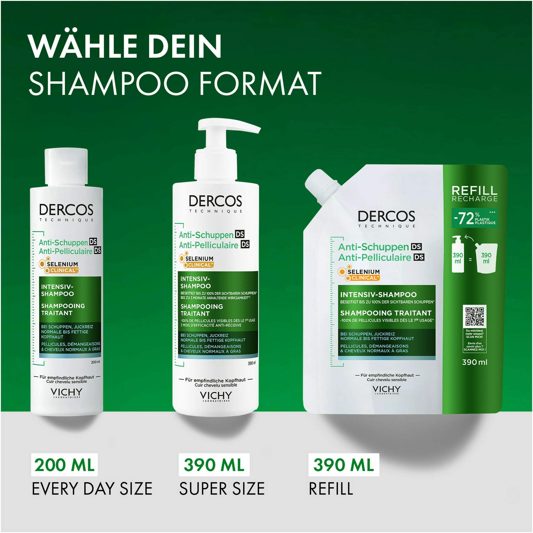 Vichy Dercos Anti-Schuppen Shampoo für fettige Kopfhaut 390 ml