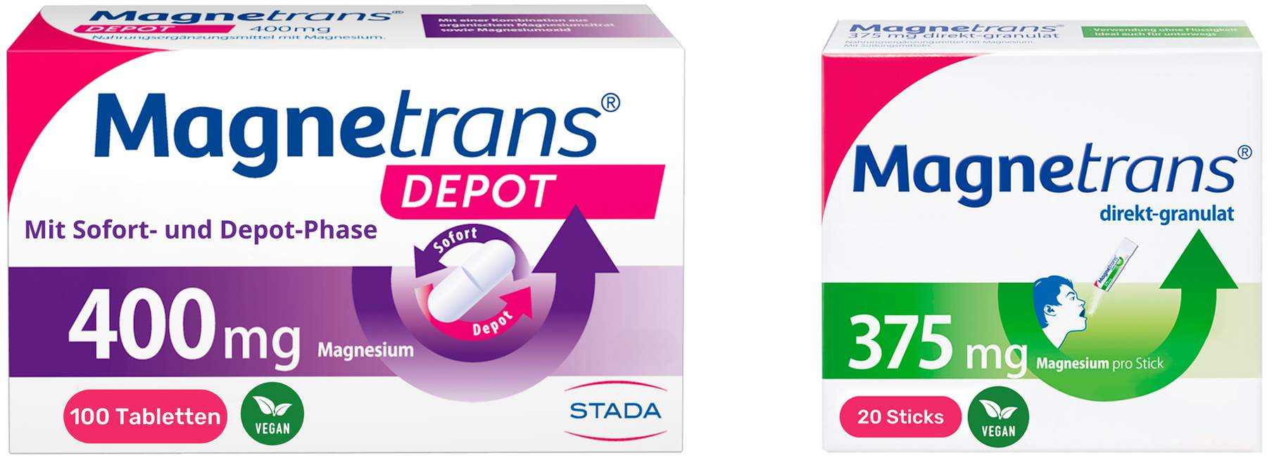 Magnetrans Depot 400 mg 100 Tabletten + gratis Magnetrans direkt 375 mg Granulat