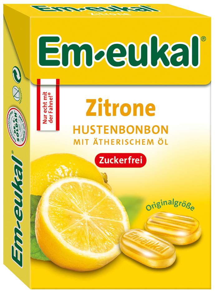 Em Eukal Zitrone Bonbons Box 50 G Zuckerfrei