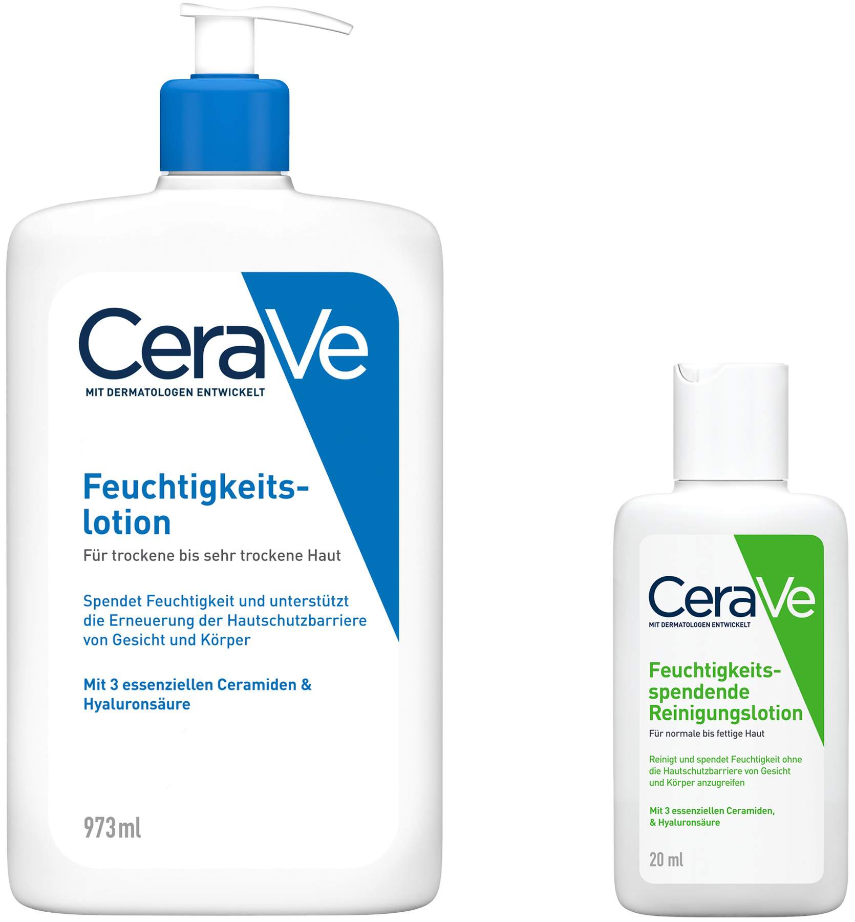 CeraVe Feuchtigkeitslotion 973 ml + gratis feuchtigkeitsspendende Reinigungslotion 20 ml