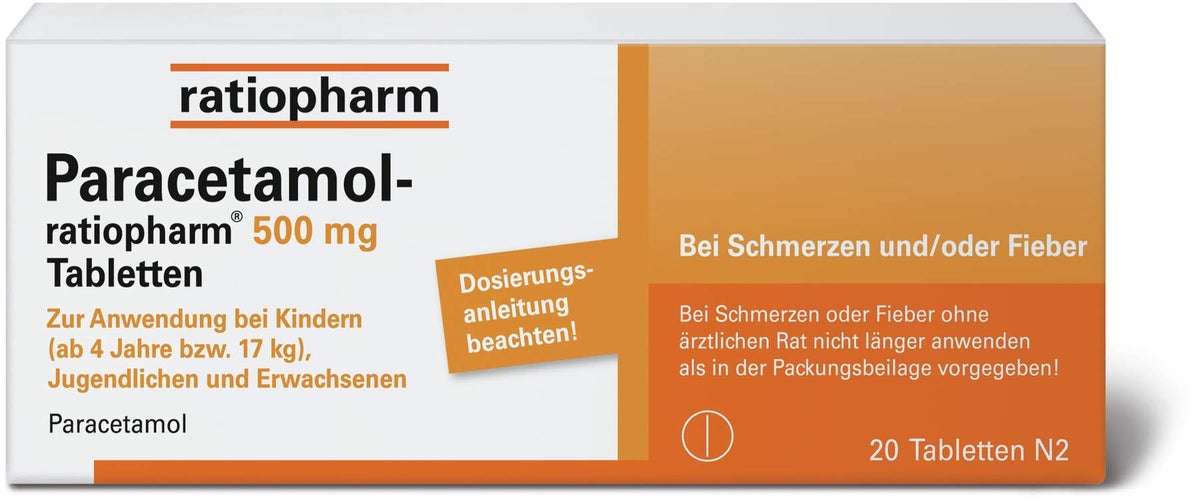 Paracetamol-ratiopharm 500 mg 20 Tabletten