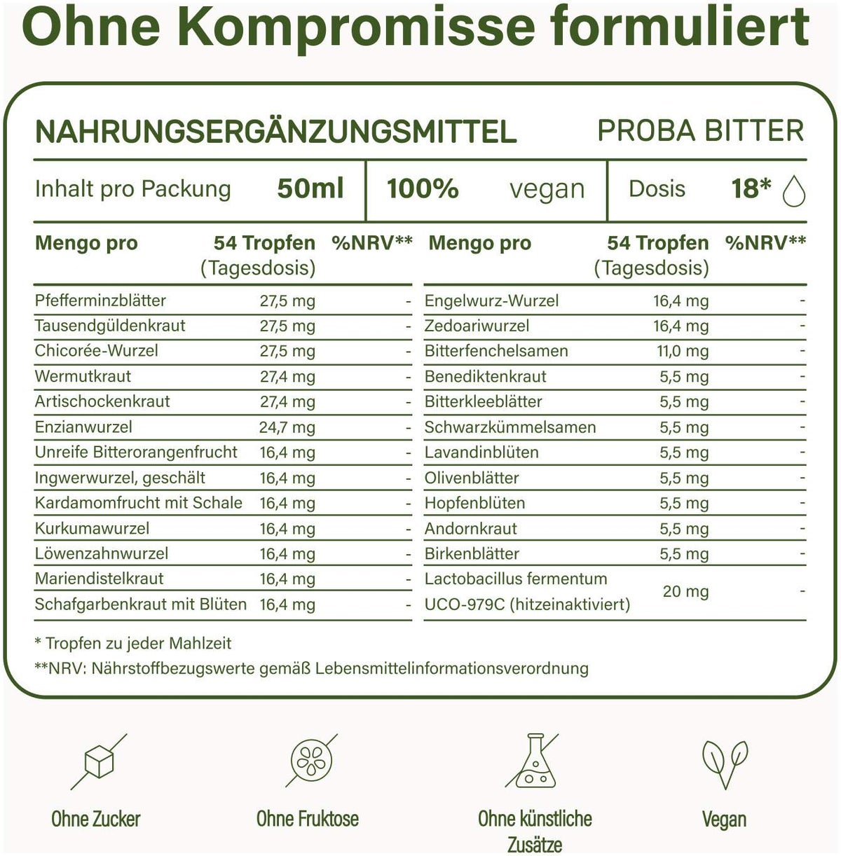 Nupure Proba Bitter Naturkräuter Tropfen Forte 50 ml