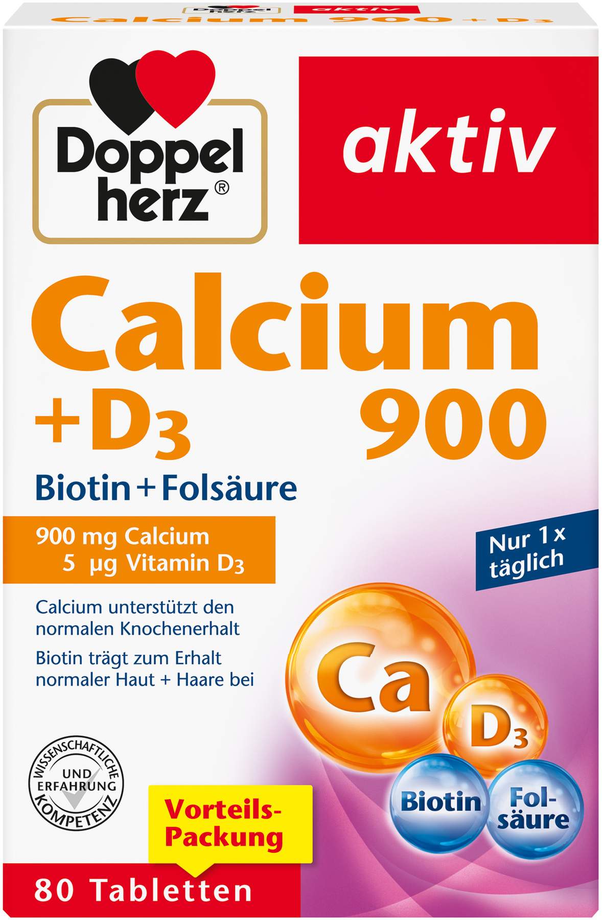 Doppelherz Aktiv Calcium 900 + D3 80 Tabletten