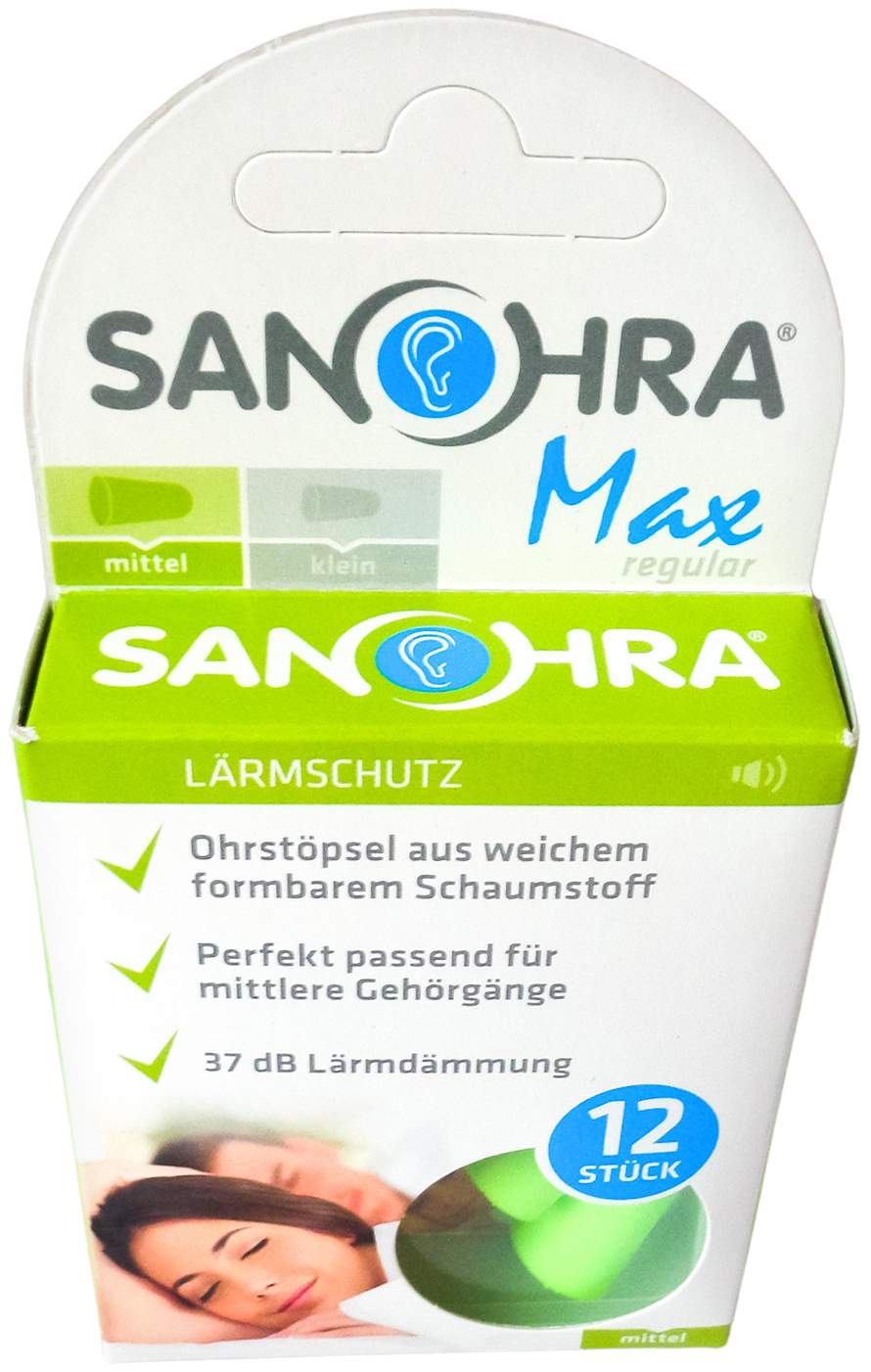 Sanohra Max Gehörschutzstöpsel F.Erwachsene 12 Stück