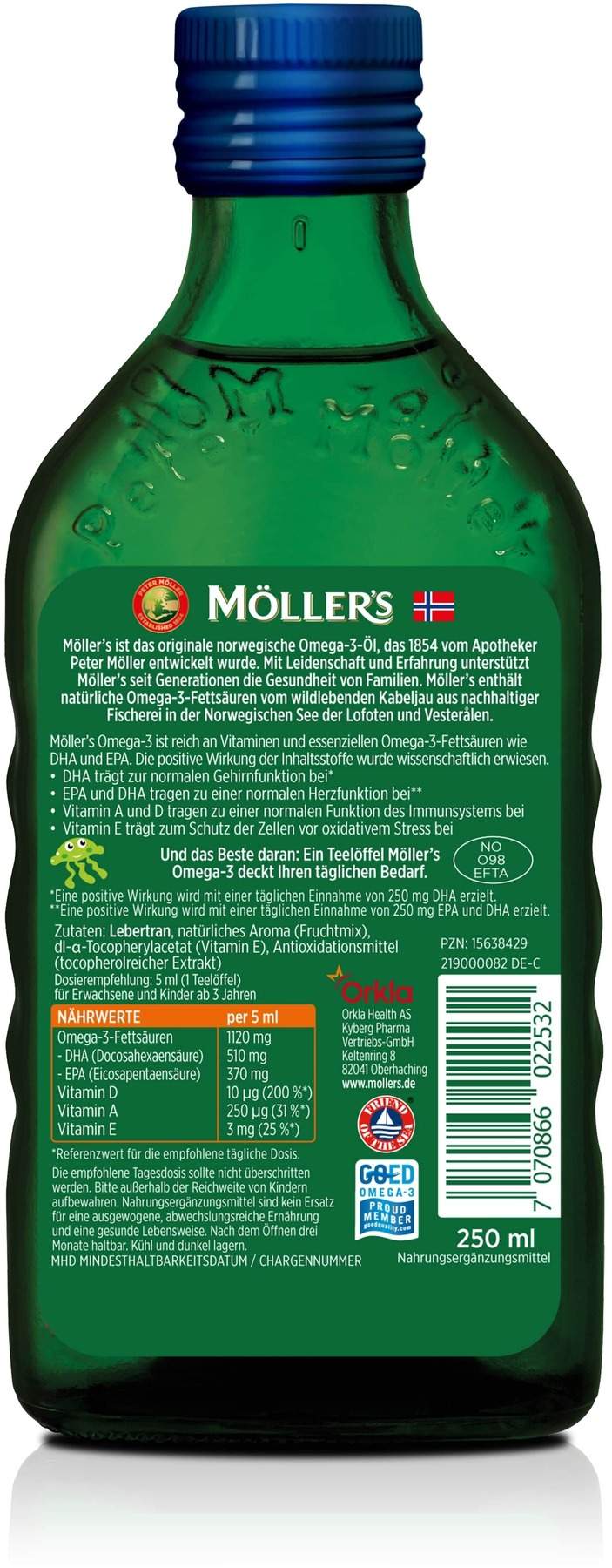 Möller s Omega-3 Kids Fruchtgeschmack Öl 250 ml
