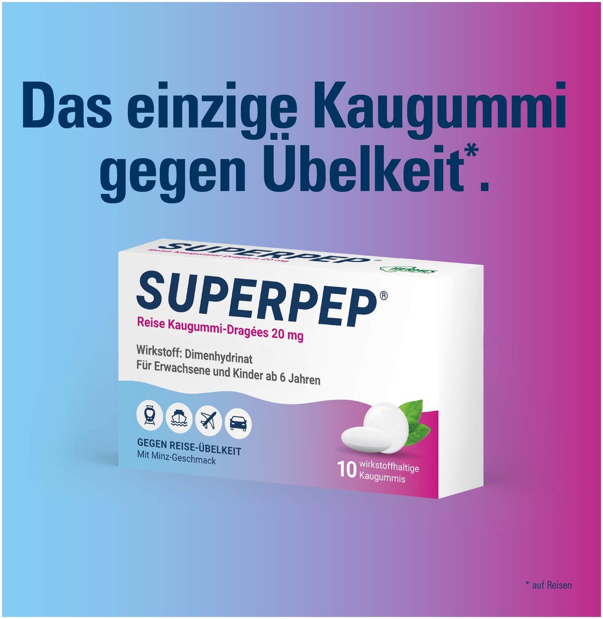 Superpep wirkstoffhaltiges Kaugummi 20 mg 10 Stück
