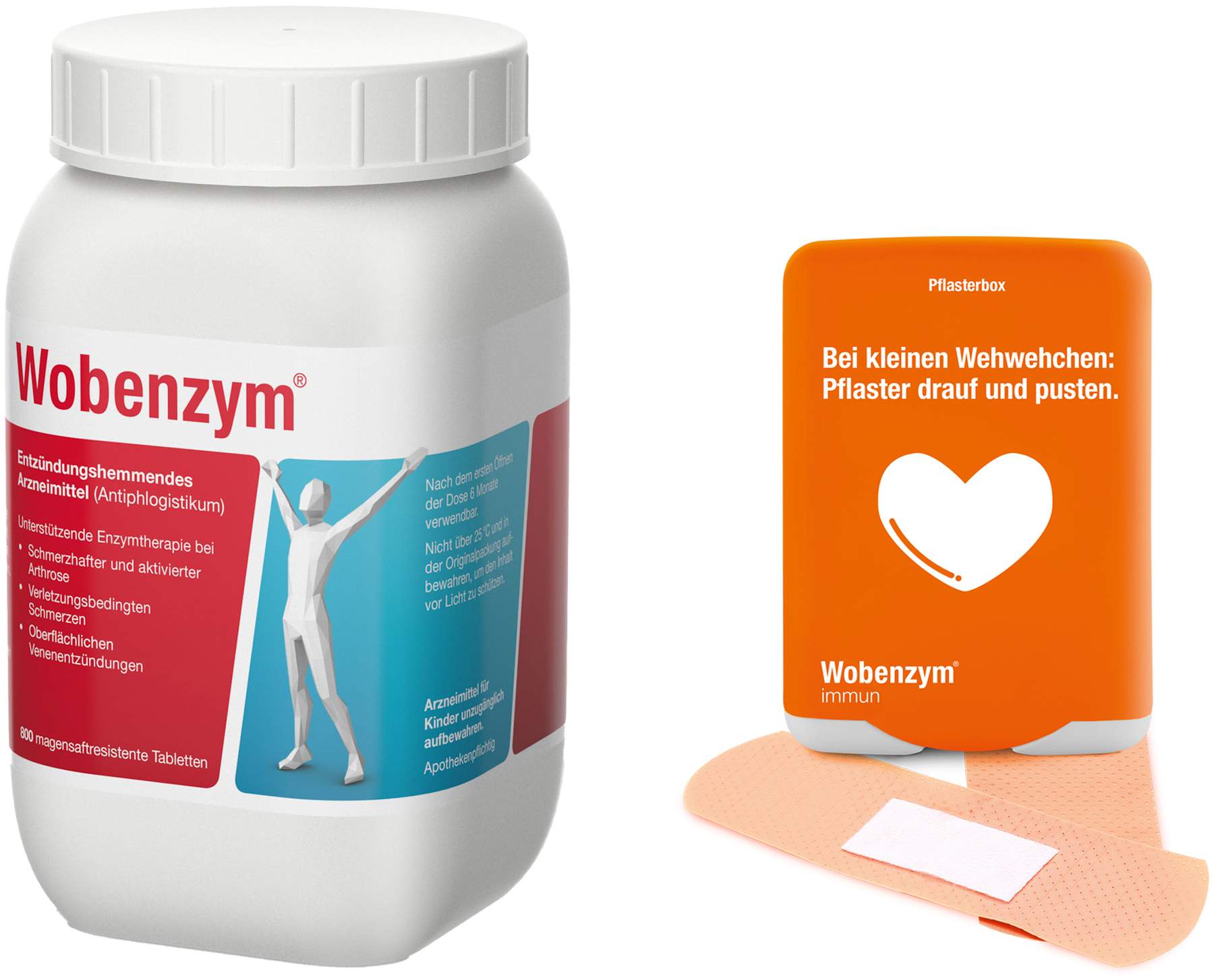 Wobenzym 800 magensaftresistente Tabletten + gratis Pflasterbox zu Wobenzym 1 Stück