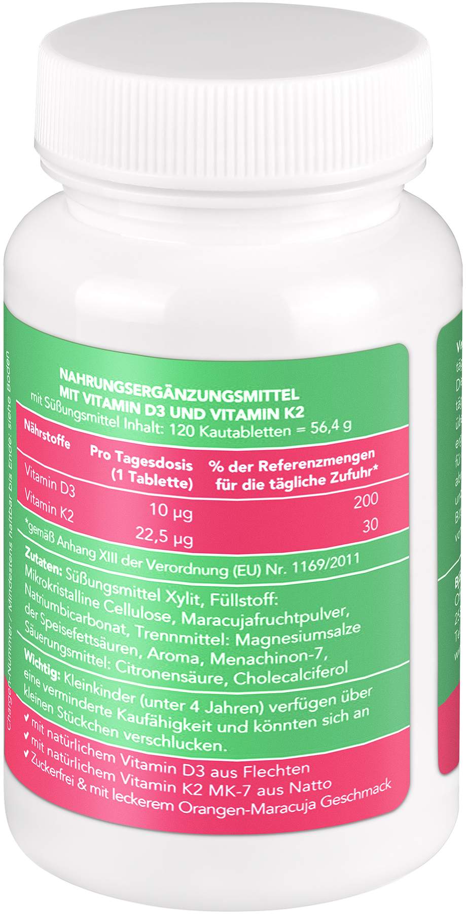 Bjökovit Vitamin D3 + K2 Tabletten Kinder Pfirsich - Maracuja...