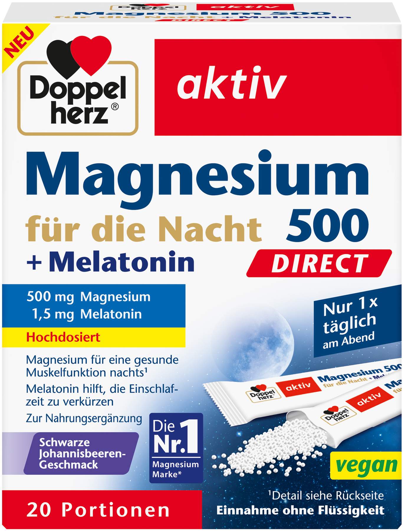 Doppelherz Aktiv Magnesium 500 Für die Nacht + Melatonin Direct...