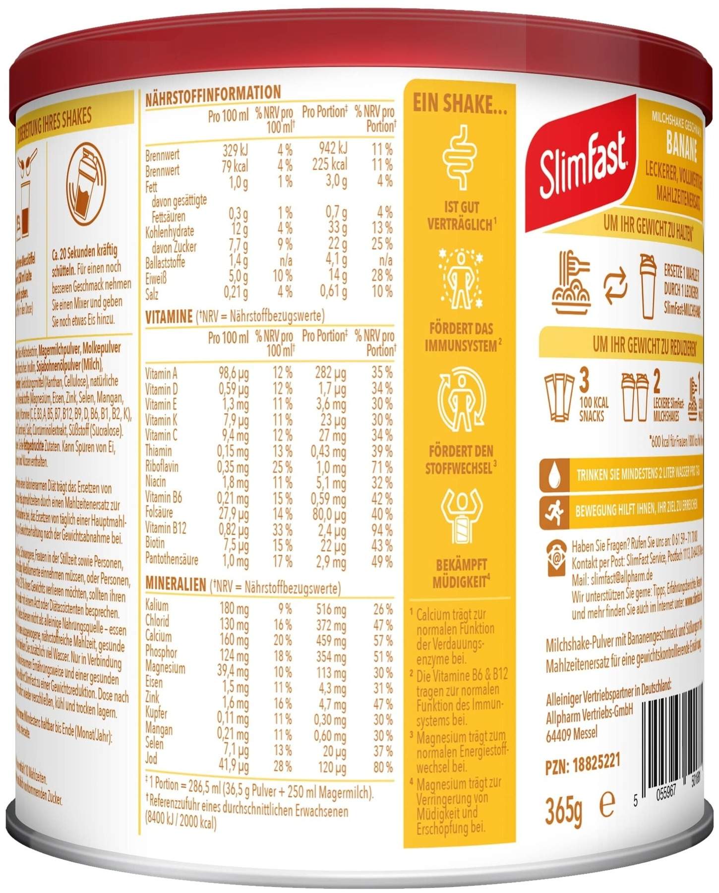 Slim Fast Pulver Banane 365 g