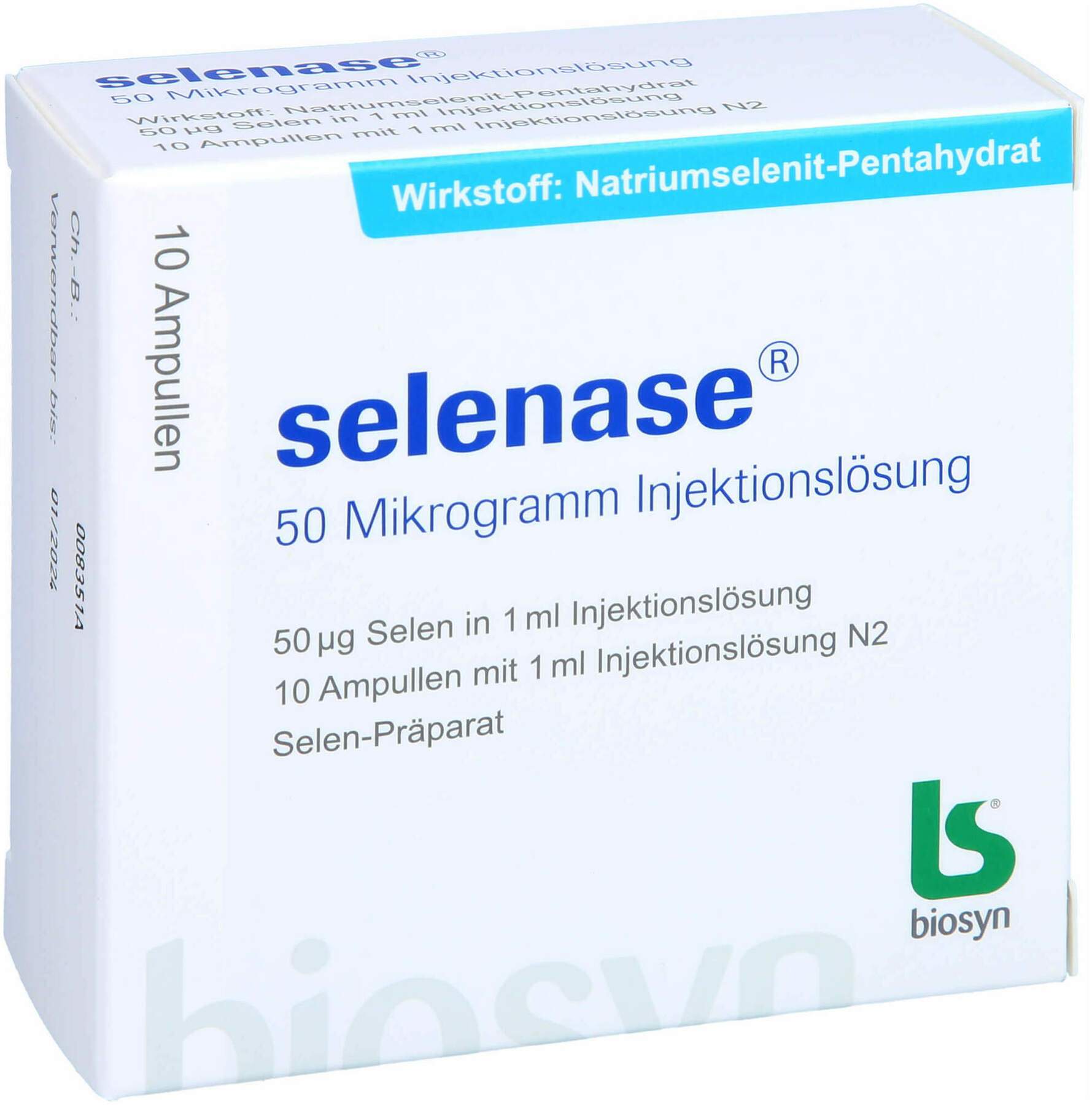 Selenase 50 Mikrogramm 10 X 1 ml Injektionslösung
